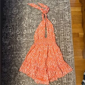 Aerie Orange Floral Backless Dress